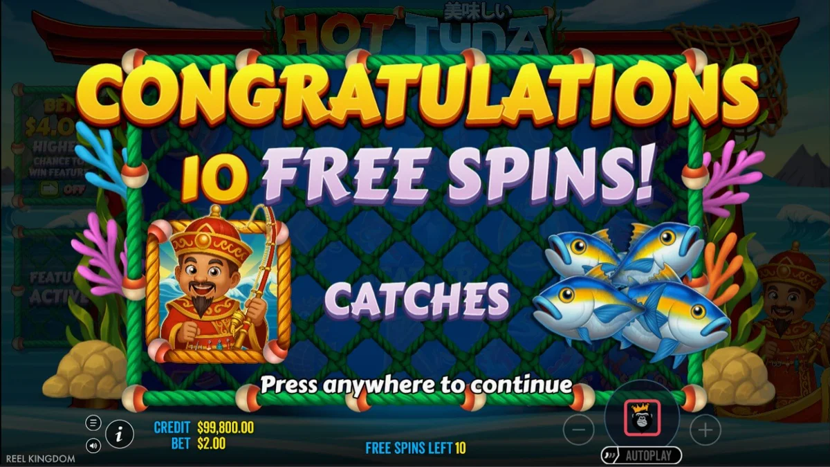 Tampilan visual slot Hot Tuna dengan nuansa nelayan Asia dan lautan biru.